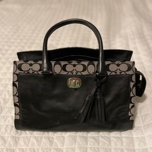 Black and gray authentic coach purse